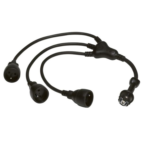 Rallonge pieuvre 3x2P+T 16A - IK10 longueur 0,8m
