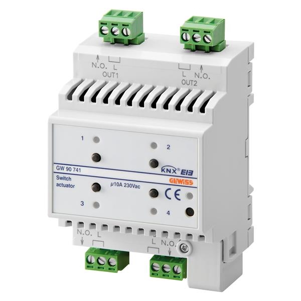 ACTIONNEUR 4 CANAUX 10A KNX RAIL DIN